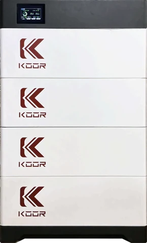 KOOR Active Stack stackable lithium battery tower with black lid and base and white battery sections