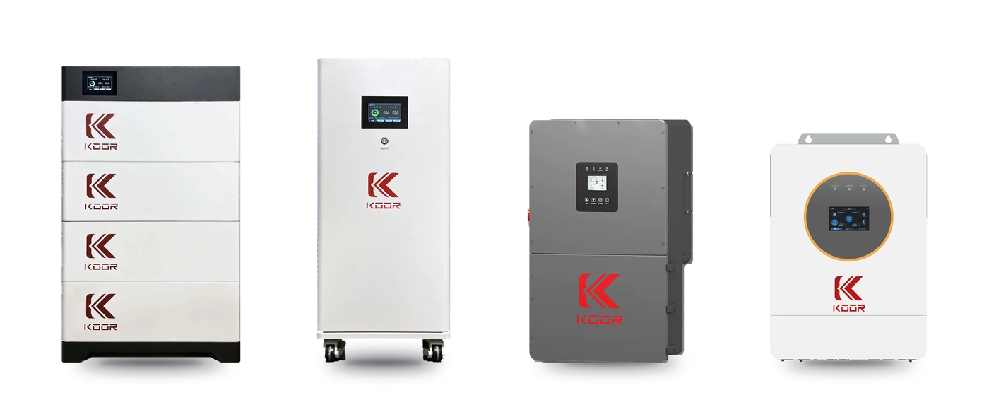 The KOOR product family: Active Stack battery, 16K Pro battery, All-in-One hybrid inverter and 12K off-grid inverter